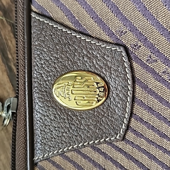 LAST DAY! Mark Cross 1845 Vintage Canvas and Leather Zebra Stripe Bag - Picture 2 of 14